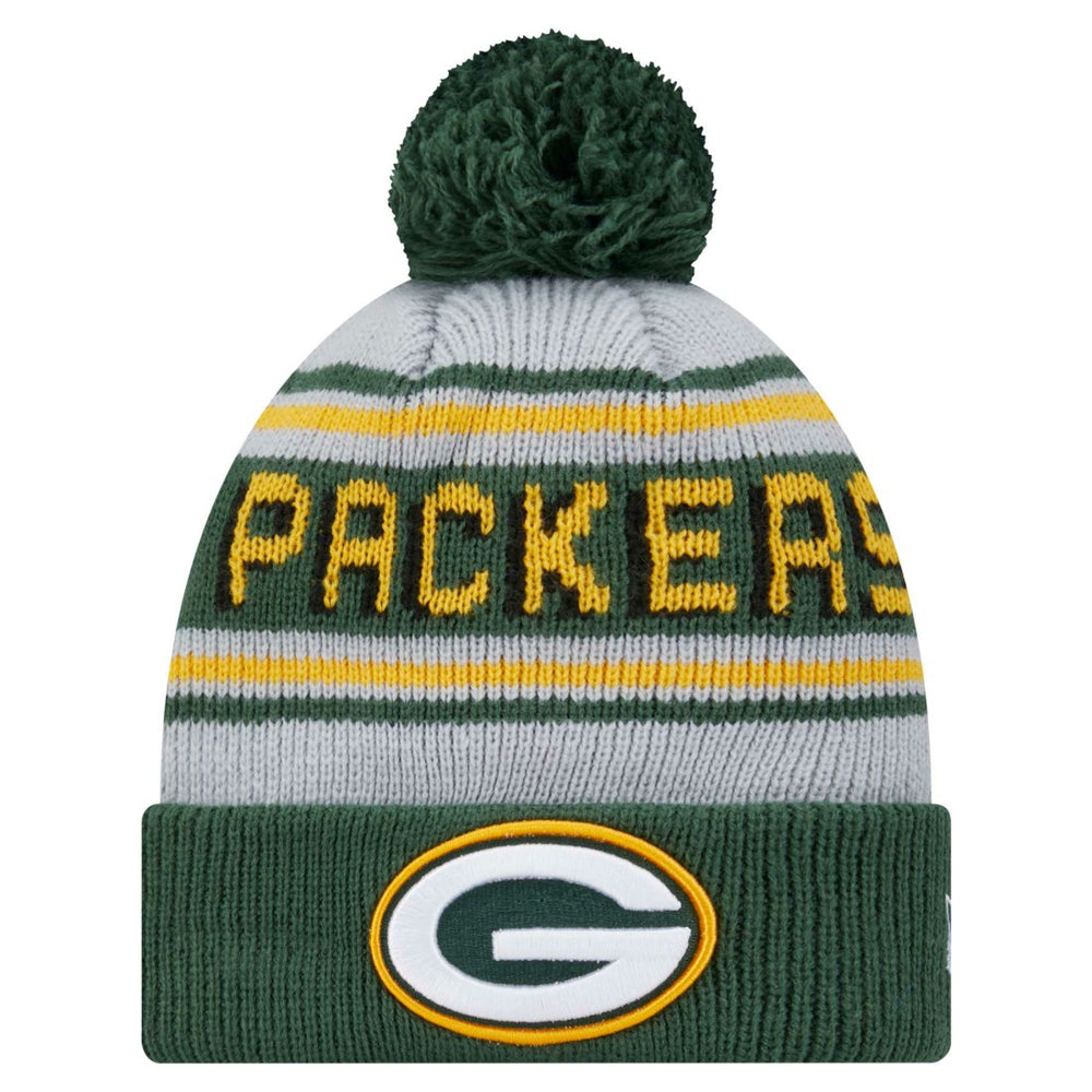 Green Bay Packers New Era Youth Main Cuffed Knit Hat with Pom Green - NFL