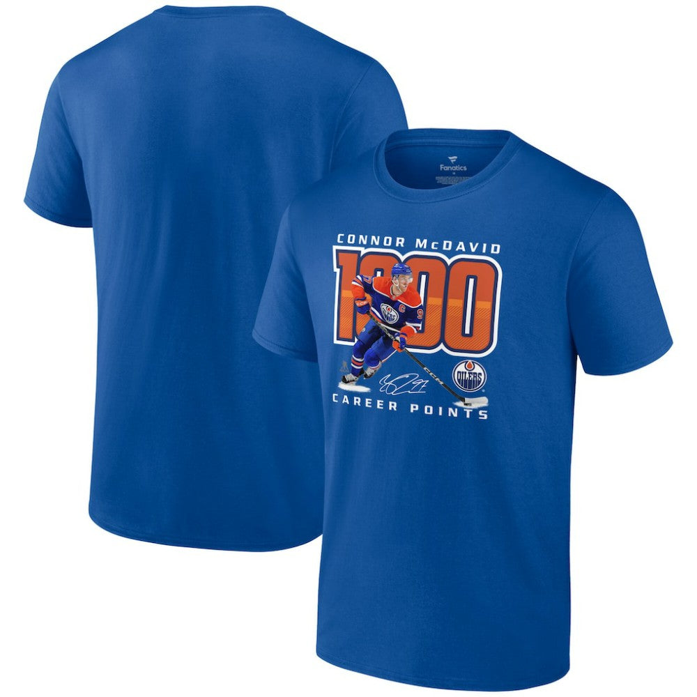 Connor McDavid Edmonton Oilers - 1,000 Career Points T-Shirt Royal
