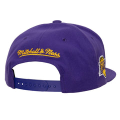 Mitchell & Ness - Los Angeles Lakers Retro Sport Color Block Script Snapback Hat - White/Purple