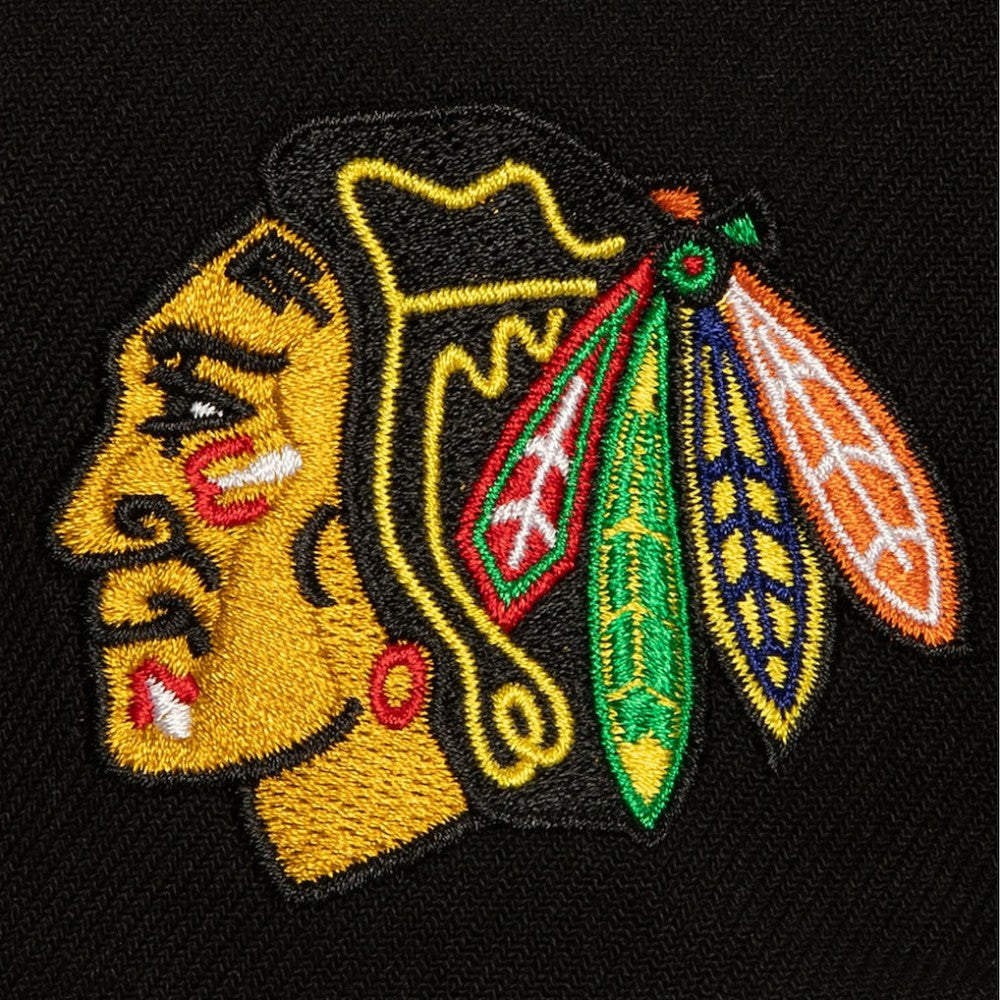Chicago Blackhawks Mitchell & Ness Retro Script Colorblock Snapback Hat Black