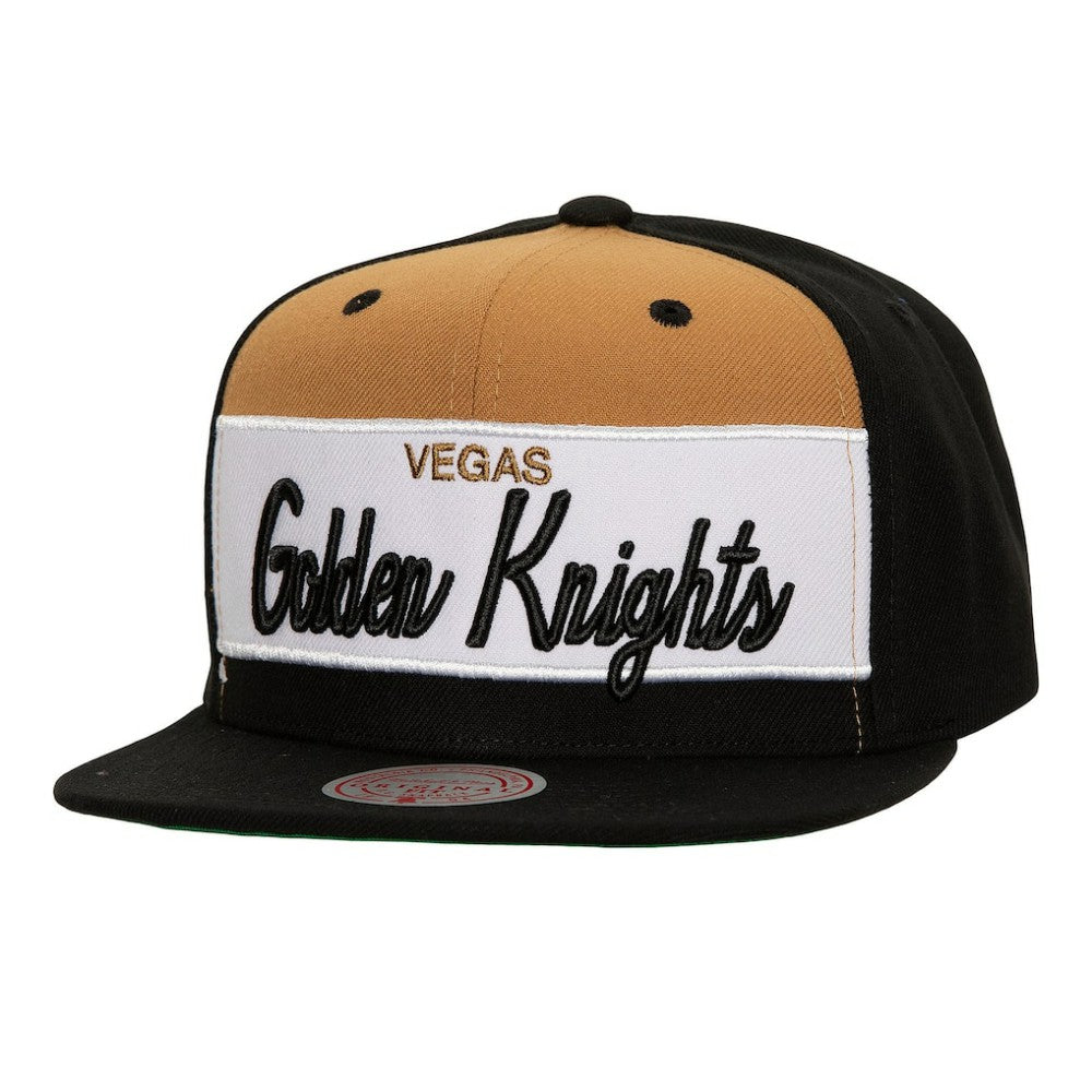 Vegas Golden Knights Mitchell & Ness Retro Script Colorblock Snapback Hat Black