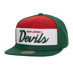 New Jersey Devils - Mitchell & Ness Retro Script Colorblock Snapback Hat Green