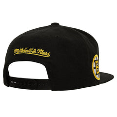 Boston Bruins Mitchell & Ness Retro Script Colorblock Snapback Hat Black