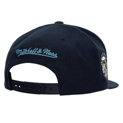 Pittsburgh Penguins Mitchell & Ness Retro Script Colorblock Snapback Hat Navy