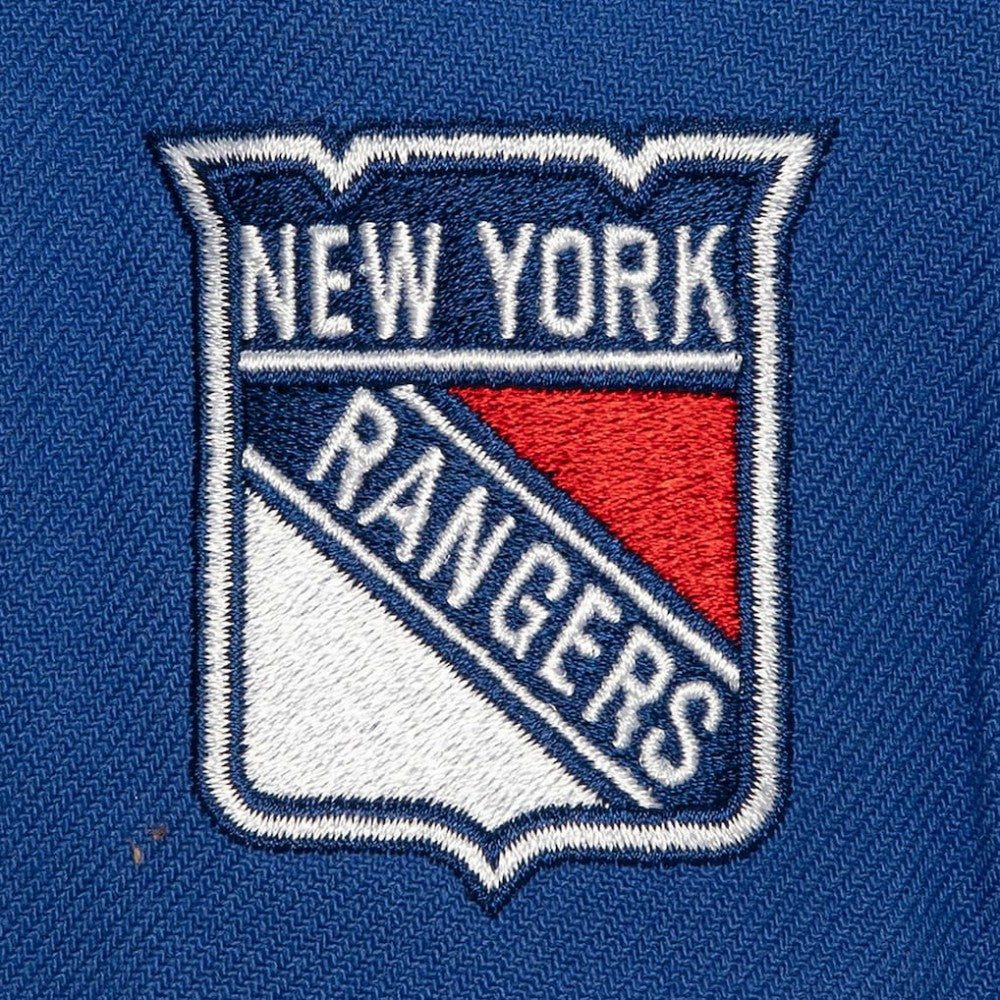 New York Rangers Mitchell & Ness Retro Script Colorblock Snapback Hat Blue