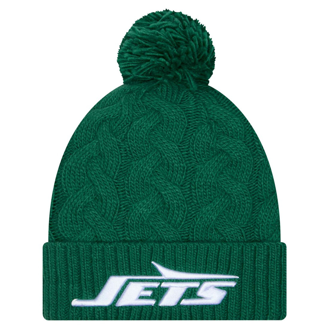 New York Jets New Era Women's Cable Cuffed Knit Hat with Pom Green - NFL