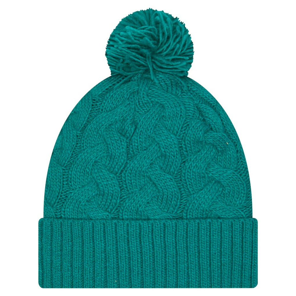 Miami Dolphins New Era Women's Cable Cuffed Knit Hat with Pom Aqua - NFL