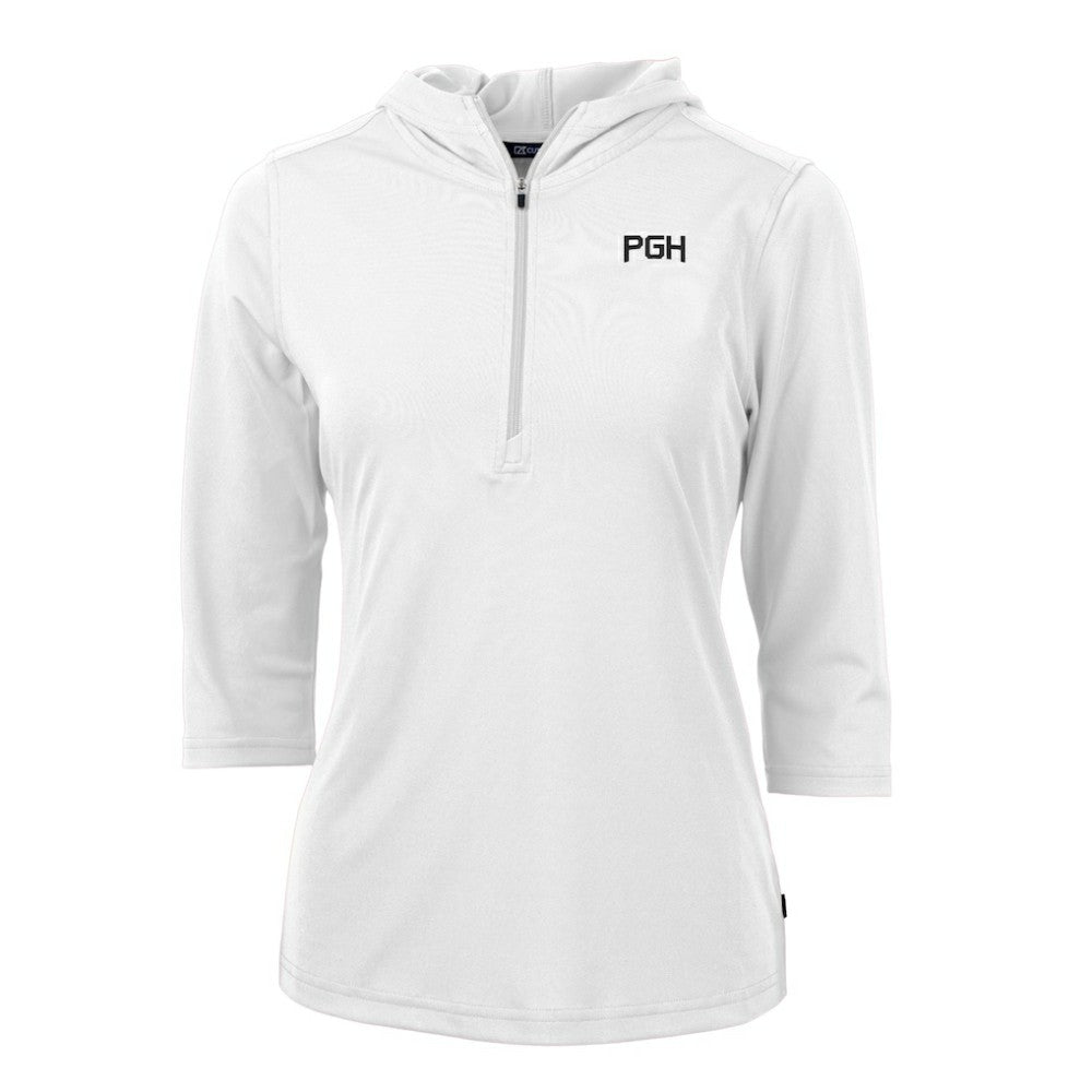 Pittsburgh Pirates Cutter & Buck Women's City Connect Virtue Eco Pique Half-Zip 3/4 Sleeve Pullover Hoodie discount
