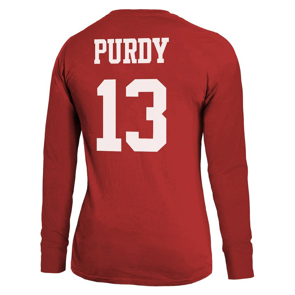 Brock Purdy San Francisco 49ers Majestic Threads Women's Player Name & Number Long Sleeve T-Shirt Scarlet - NFL