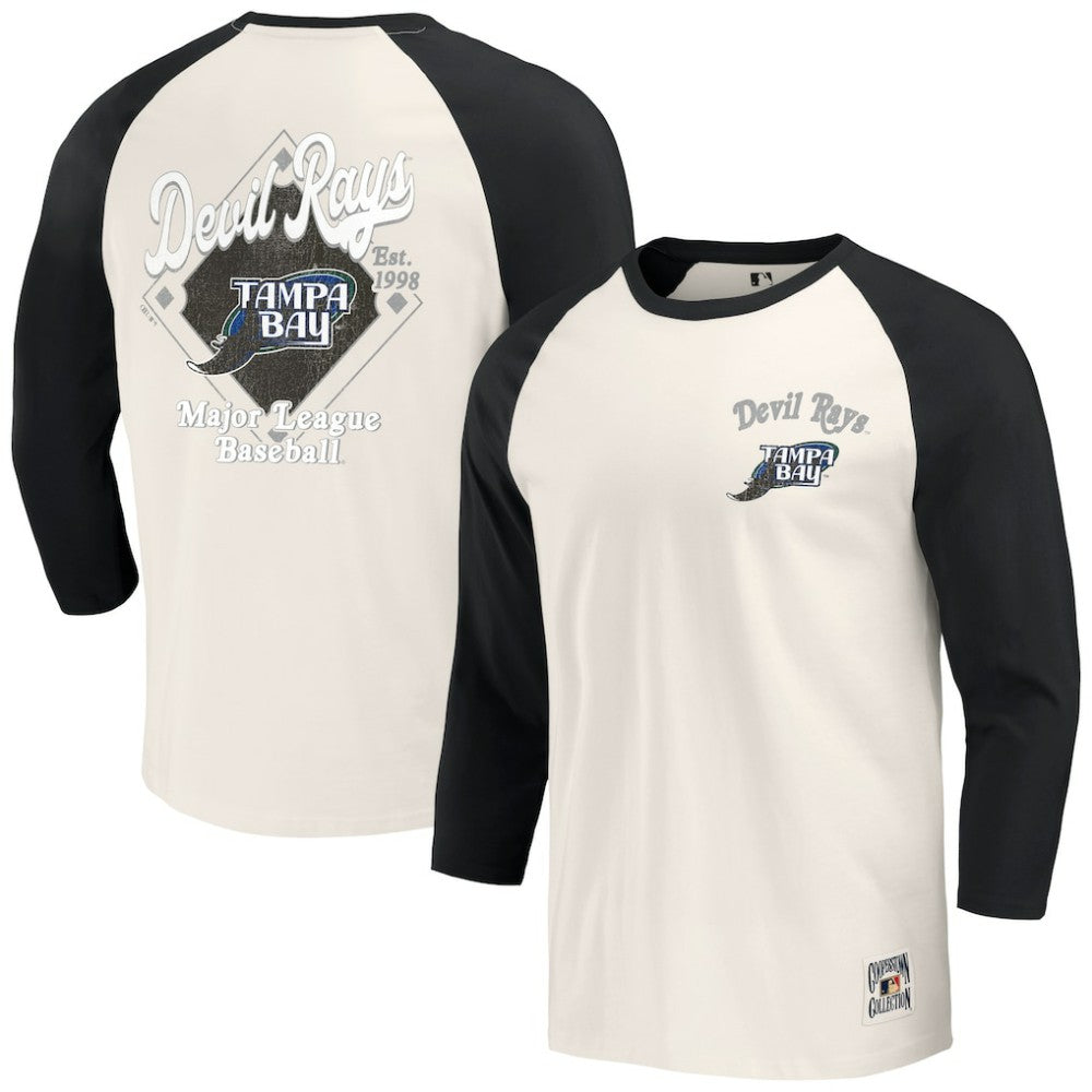 Tampa Bay Rays Darius Rucker Collection by Fanatics Cooperstown Collection Raglan 3/4-Sleeve T-Shirt Lifestyle