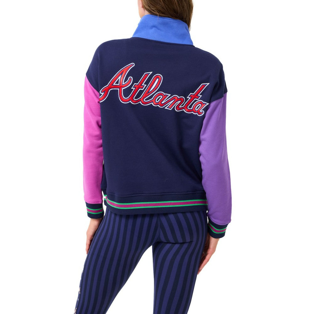 Atlanta Braves Terez Women's Classic Colorblock Quarter-Zip Sweatshirt Sale