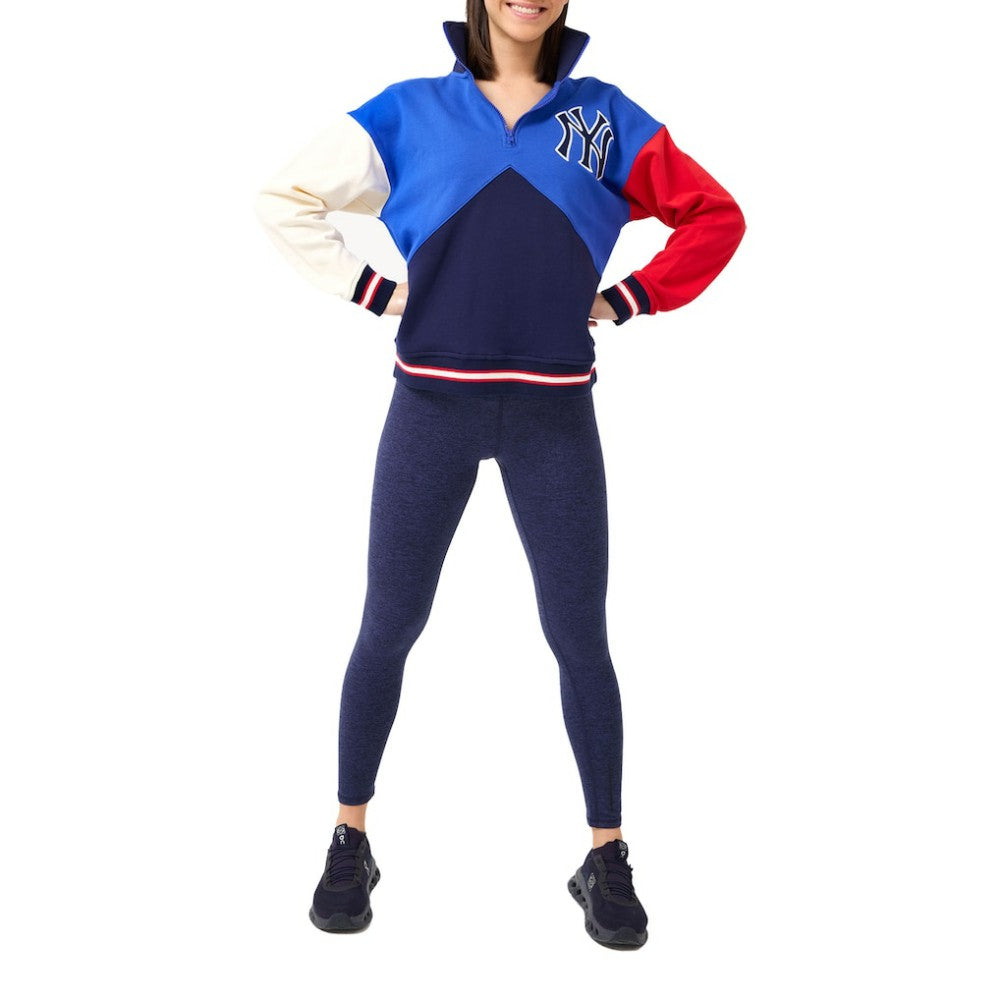 New York Yankees Terez Women's Classic Colorblock Quarter-Zip Sweatshirt Clearance