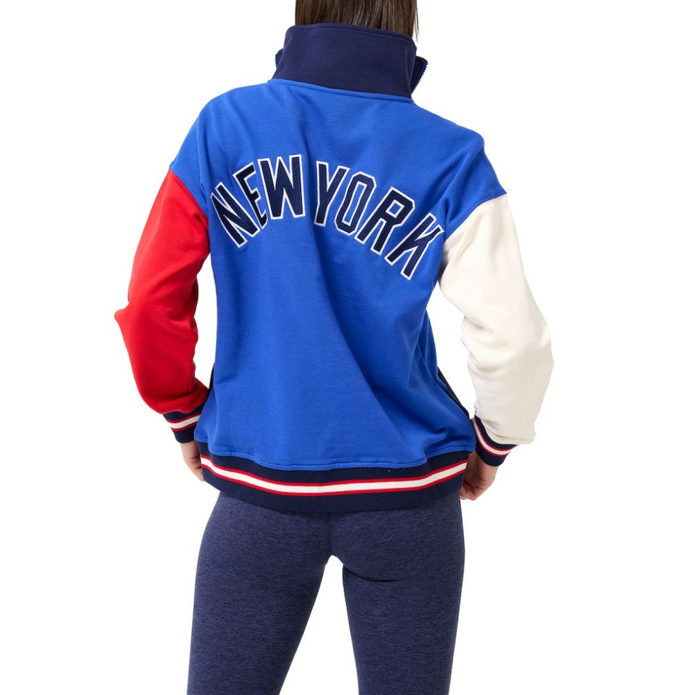 New York Yankees Terez Women's Classic Colorblock Quarter-Zip Sweatshirt Clearance