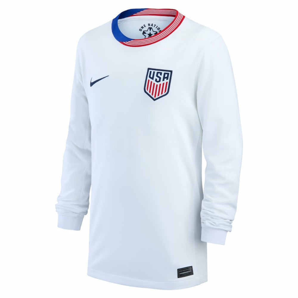 Nike USMNT Youth 2024 Home Replica Long Sleeve Jerseys - White