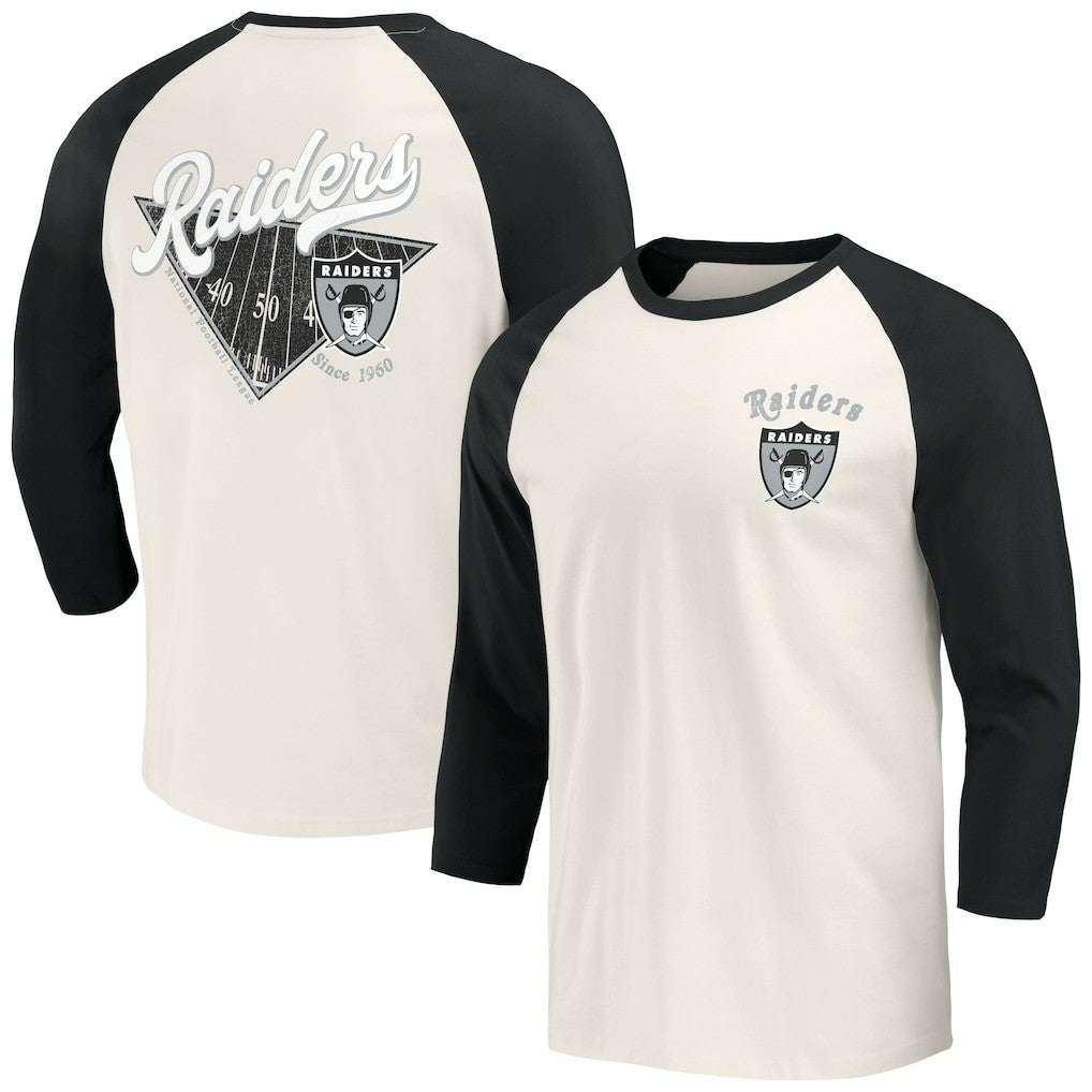 Las Vegas Raiders Darius Rucker Collection Raglan 3/4 Sleeve T-Shirt Black/White - Fanatics