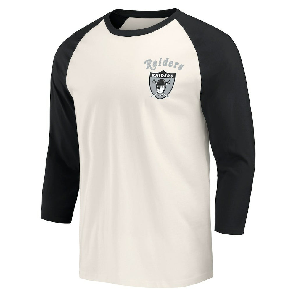 Las Vegas Raiders Darius Rucker Collection Raglan 3/4 Sleeve T-Shirt Black/White - Fanatics