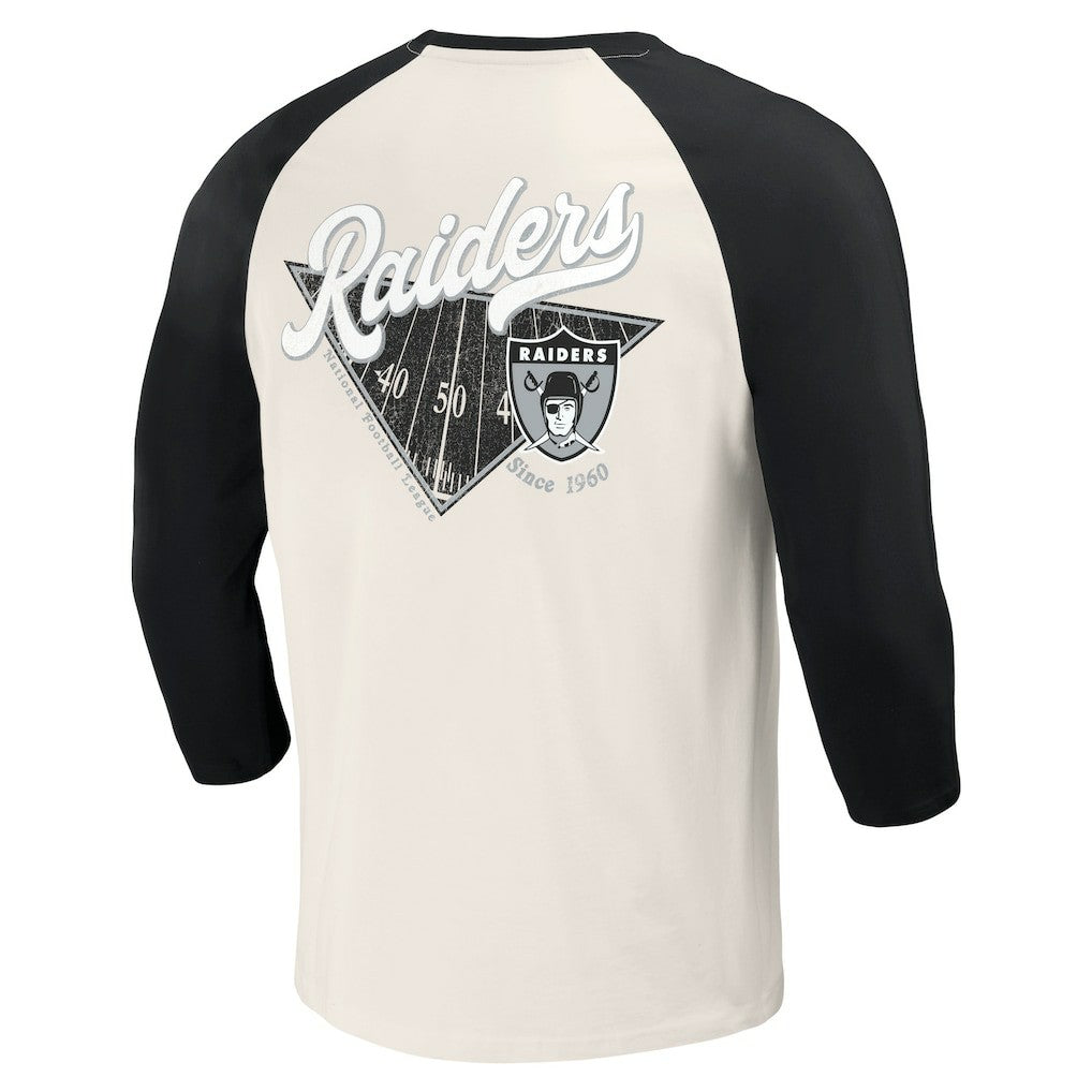 Las Vegas Raiders Darius Rucker Collection Raglan 3/4 Sleeve T-Shirt Black/White - Fanatics