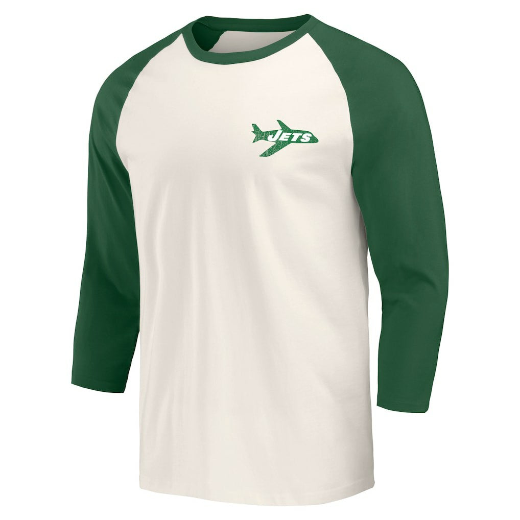 New York Jets Darius Rucker Collection Raglan 3/4 Sleeve T-Shirt Kelly Green/White - Fanatics