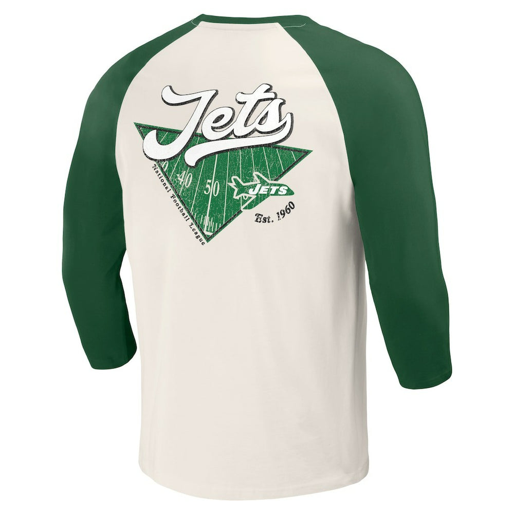 New York Jets Darius Rucker Collection Raglan 3/4 Sleeve T-Shirt Kelly Green/White - Fanatics