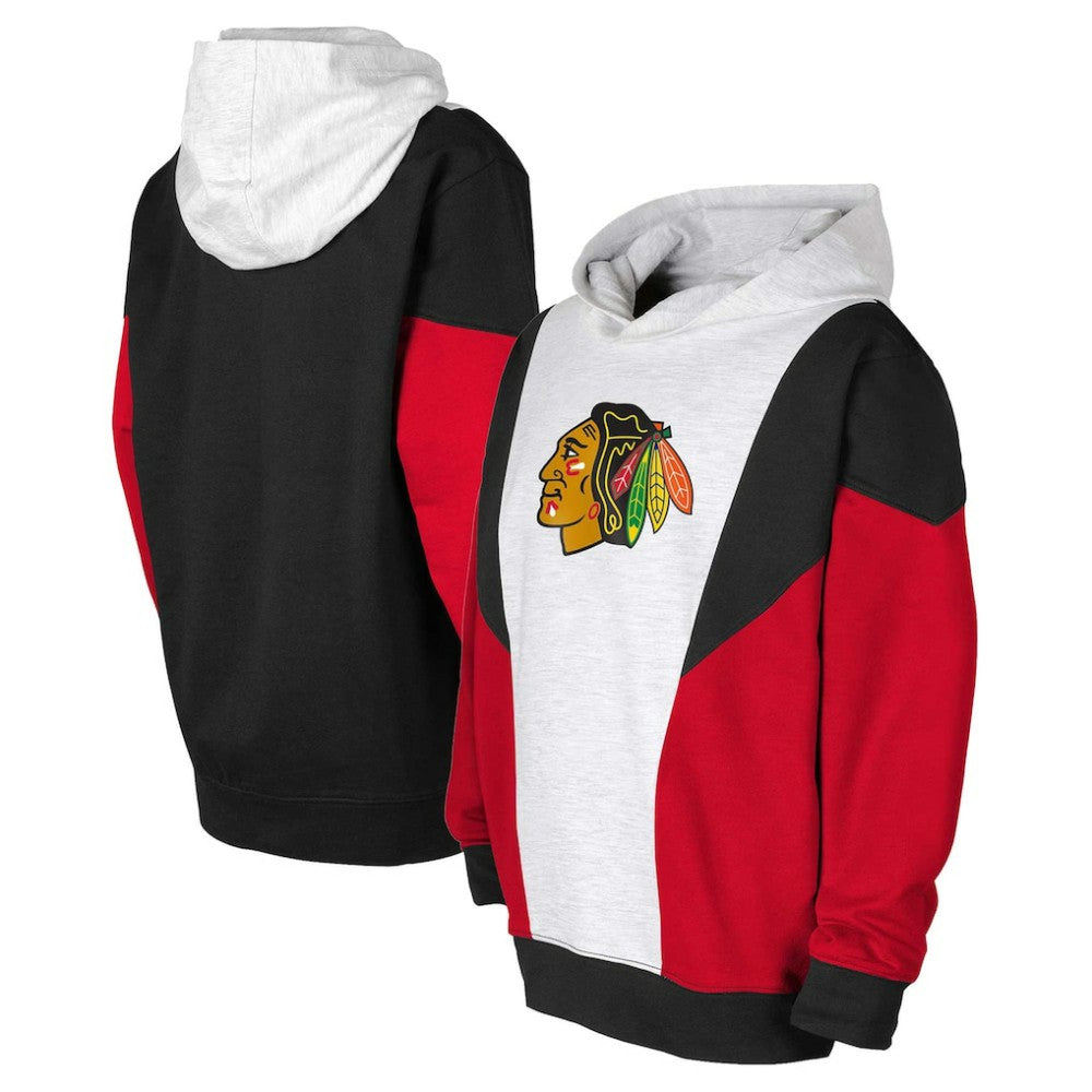 Chicago Blackhawks Youth Champion League Fleece Pullover Hoodie Ash/Black