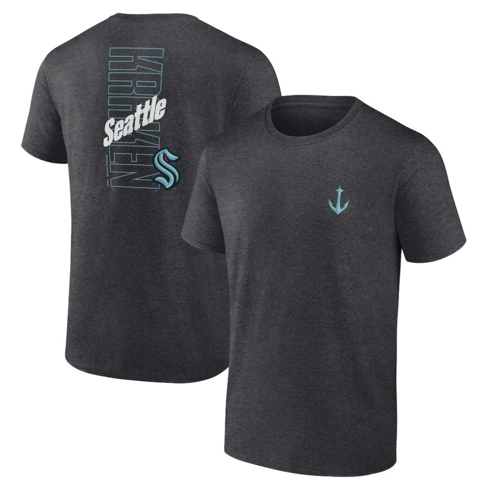 Seattle Kraken Fanatics Backbone T-Shirt Heather Charcoal