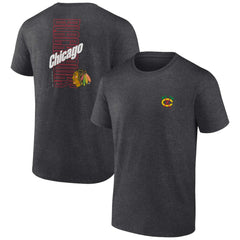 Chicago Blackhawks Fanatics Backbone T-Shirt Heather Charcoal