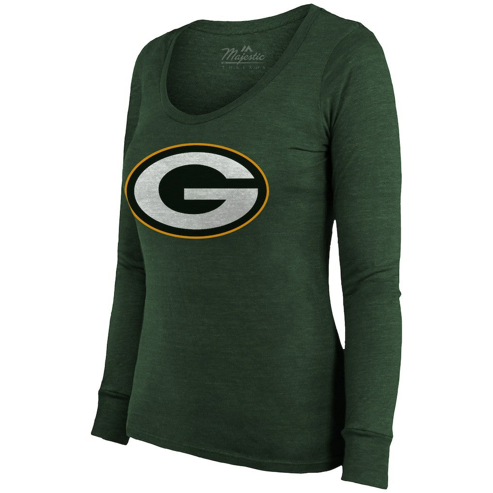 Jordan Love Green Bay Packers Majestic Threads Women's Name & Number Long Sleeve Scoop Neck Tri-Blend T-Shirt – Green - NFL