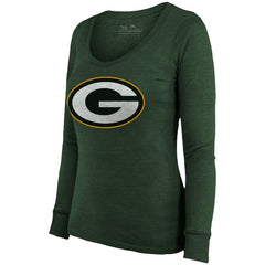 Jordan Love Green Bay Packers Majestic Threads Women's Name & Number Long Sleeve Scoop Neck Tri-Blend T-Shirt – Green - NFL