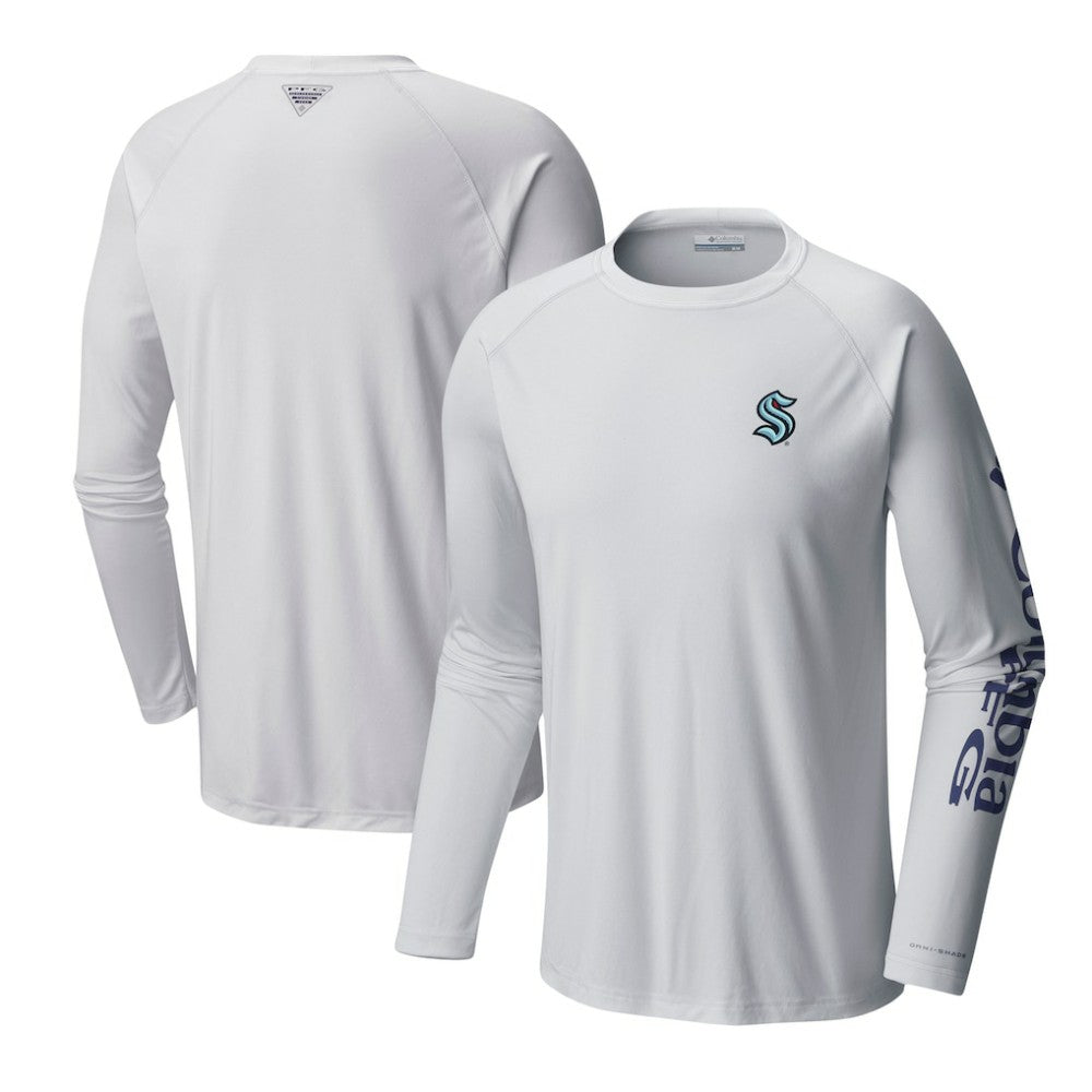 Seattle Kraken Columbia Terminal Tackle Omni-Shade Raglan Long Sleeve T-Shirt White