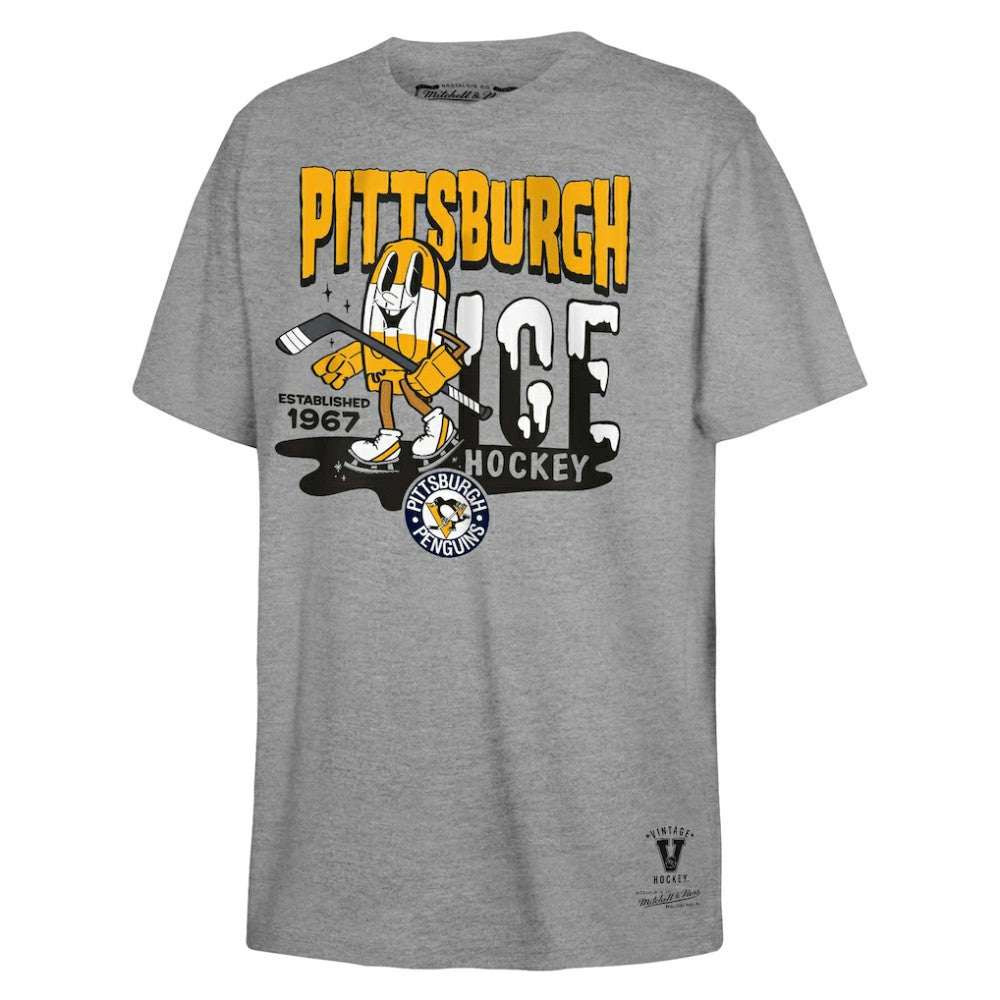 Pittsburgh Penguins Mitchell & Ness Youth Ice Hockey T-Shirt Gray