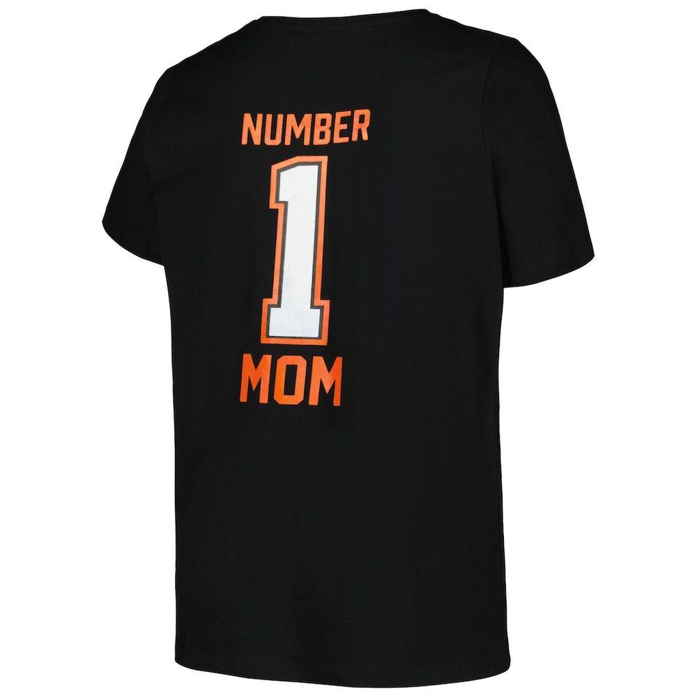 Cincinnati Bengals Women's Plus Size Mother's Day #1 Mom V-Neck T-Shirt Black - Fanatics