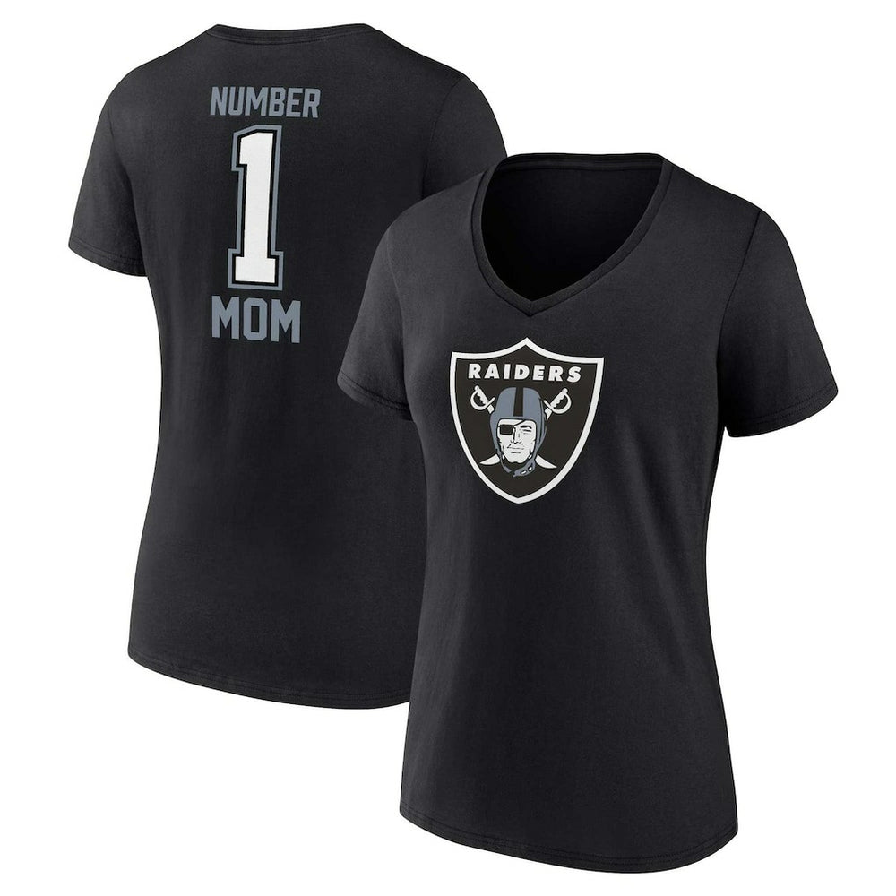 Las Vegas Raiders Women's Plus Size Mother's Day #1 Mom V-Neck T-Shirt Black - Fanatics