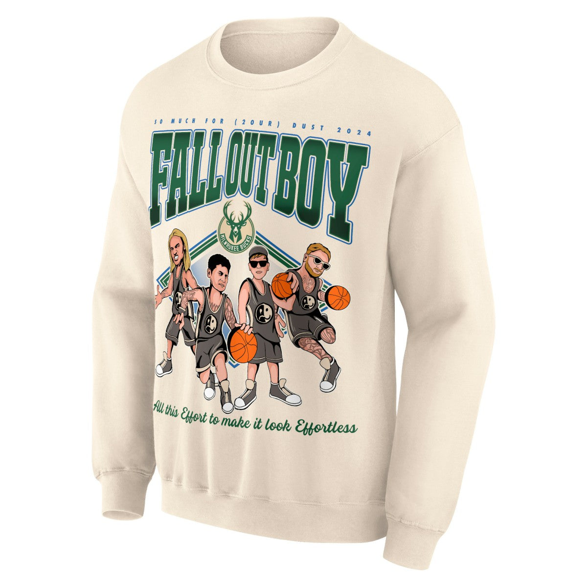 NBA - Fall Out Boy x Milwaukee Bucks Unisex So Much For (2our) Dust Pullover Sweatshirt - Cream