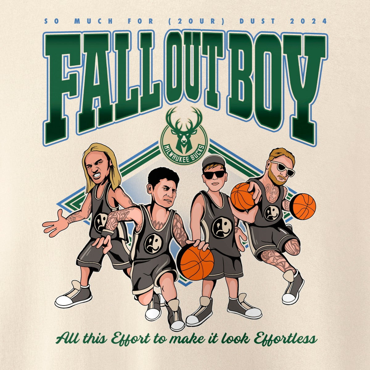 NBA - Fall Out Boy x Milwaukee Bucks Unisex So Much For (2our) Dust Pullover Sweatshirt - Cream
