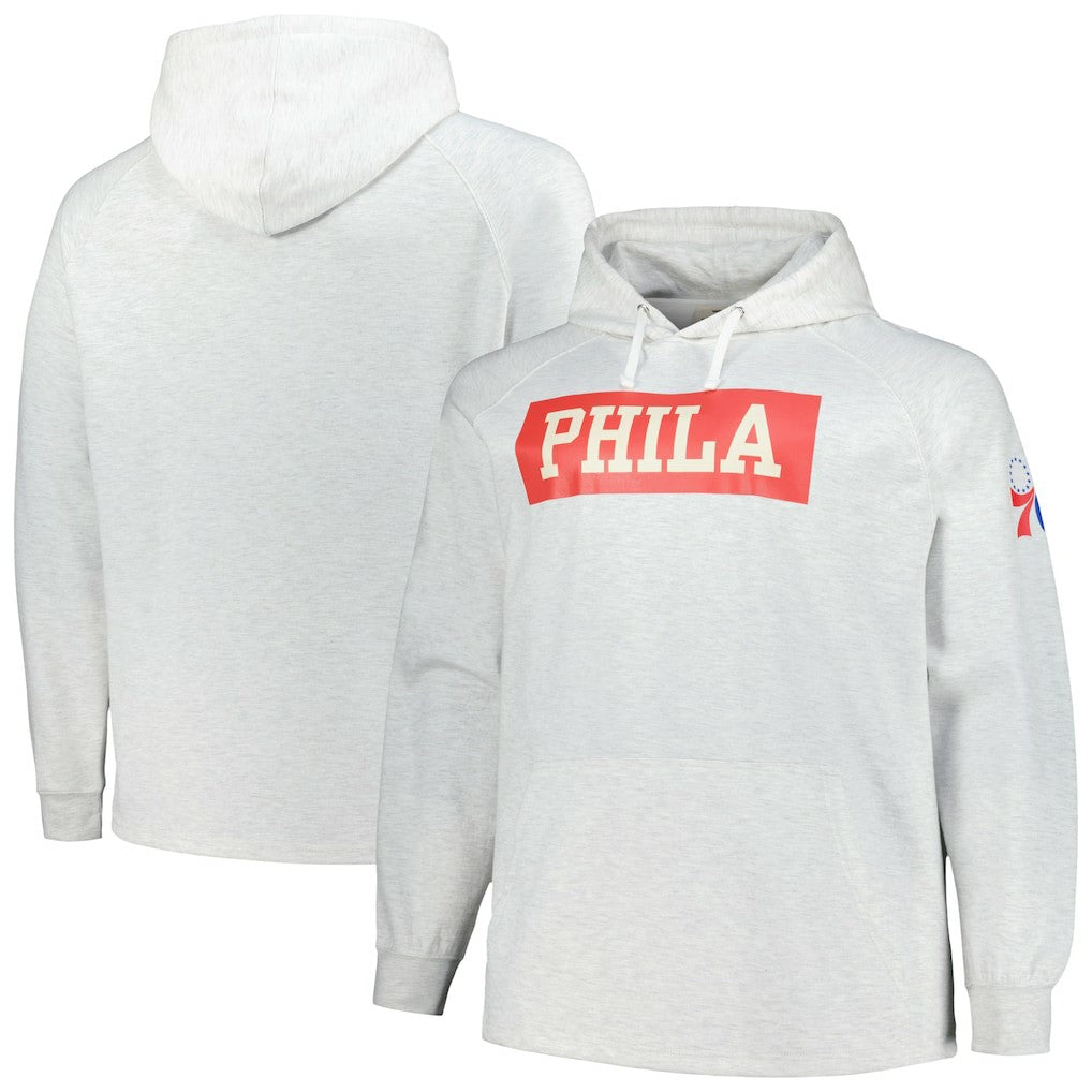 Fanatics - Philadelphia 76ers Big & Tall Raglan Tri-Blend Pullover Hoodie - Ash