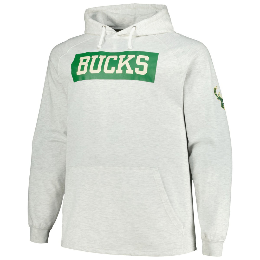 Fanatics - Milwaukee Bucks Big & Tall Raglan Tri-Blend Pullover Hoodie - Ash