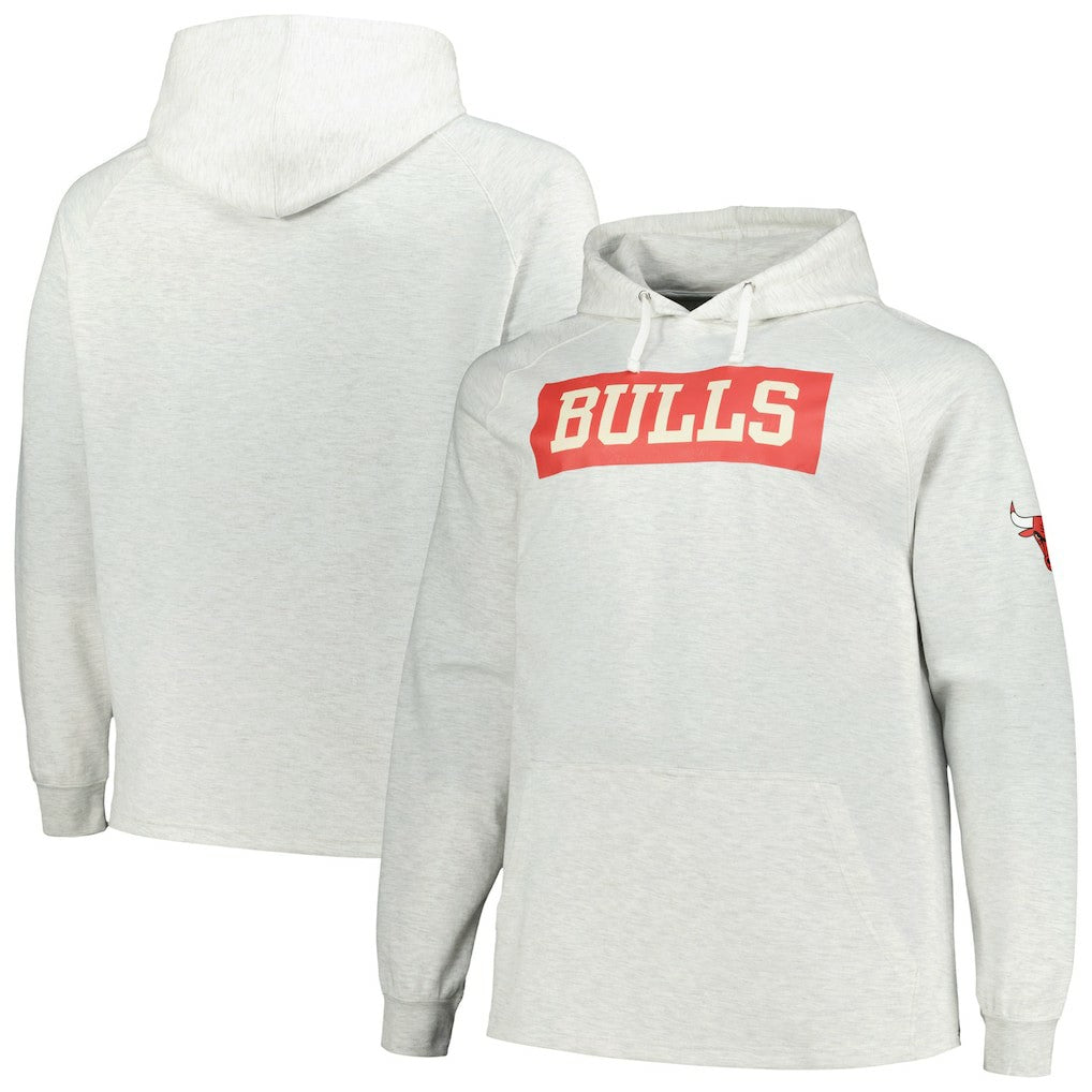 Fanatics - Chicago Bulls Big & Tall Raglan Tri-Blend Pullover Hoodie - Ash