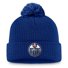 Edmonton Oilers - Fanatics Primary Logo Cuffed Knit Hat with Pom Royal