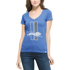 Detroit Lions '47 Women's Crosstown Flanker V-Neck T-Shirt Blue - 47 brand