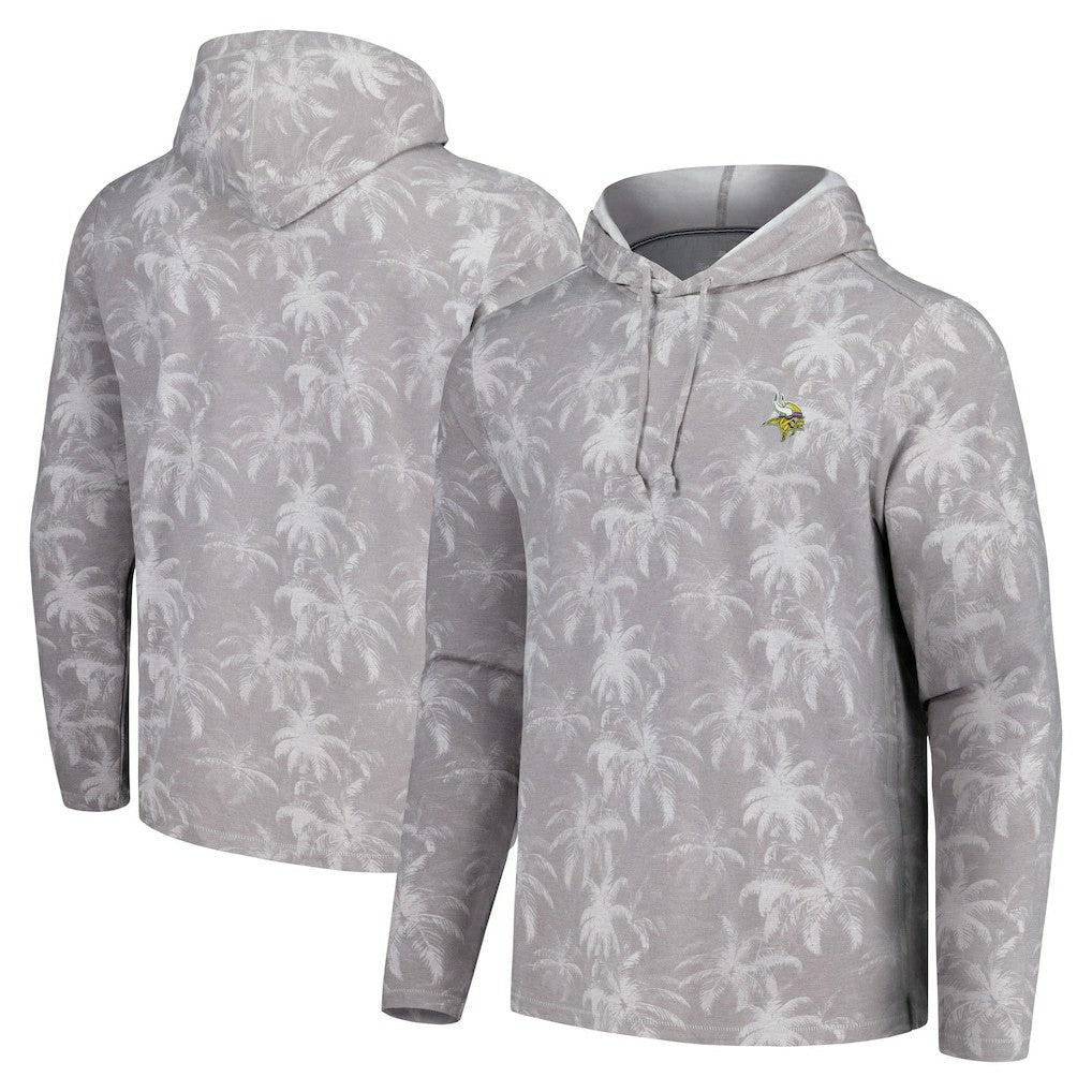 Minnesota Vikings Palm Frenzy Hoodie Long Sleeve T-Shirt Gray - Tommy Bahama