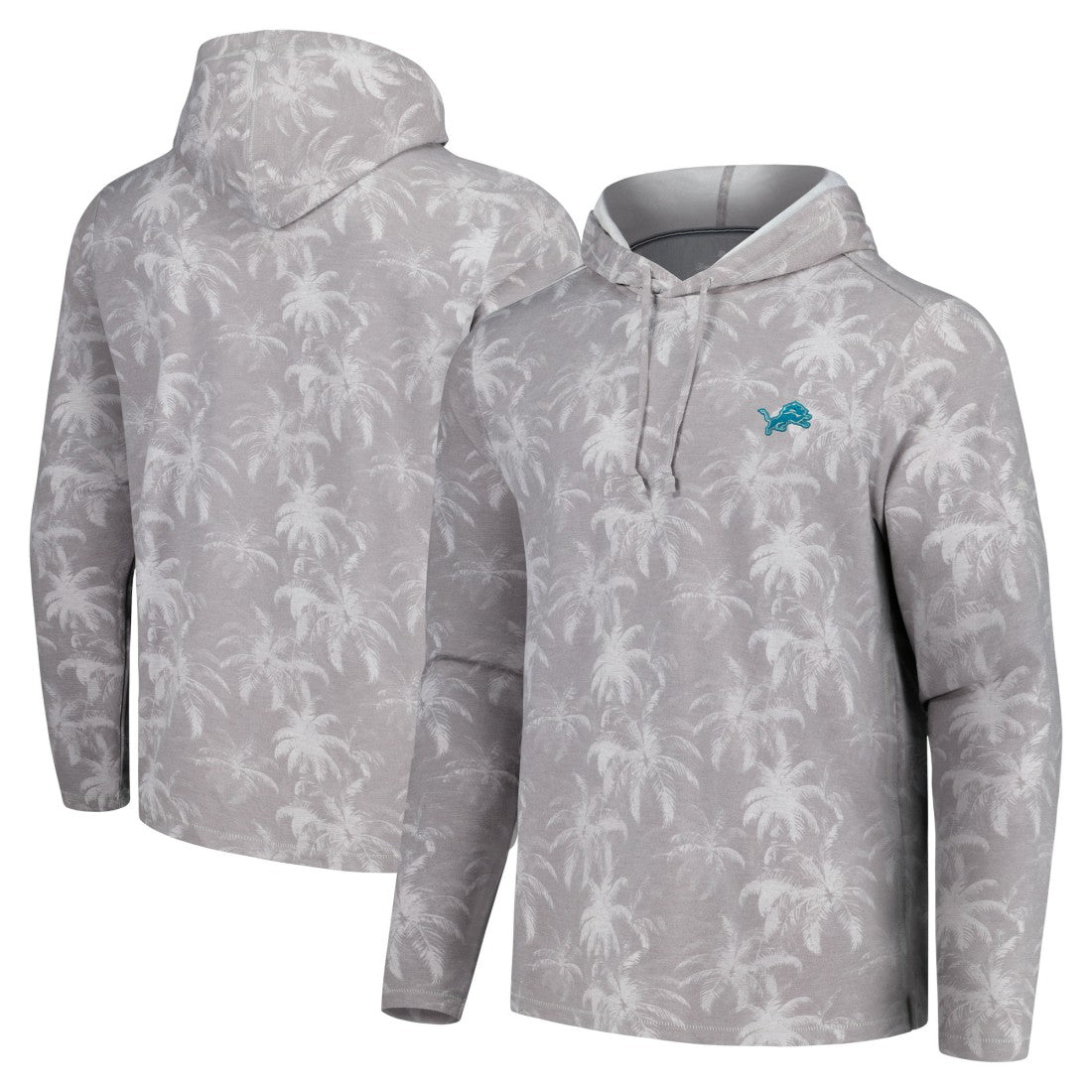 Detroit Lions Palm Frenzy Hoodie Long Sleeve T-Shirt Gray - Tommy Bahama