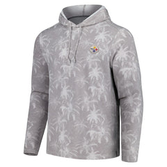 Pittsburgh Steelers Palm Frenzy Hoodie Long Sleeve T-Shirt Gray - Tommy Bahama