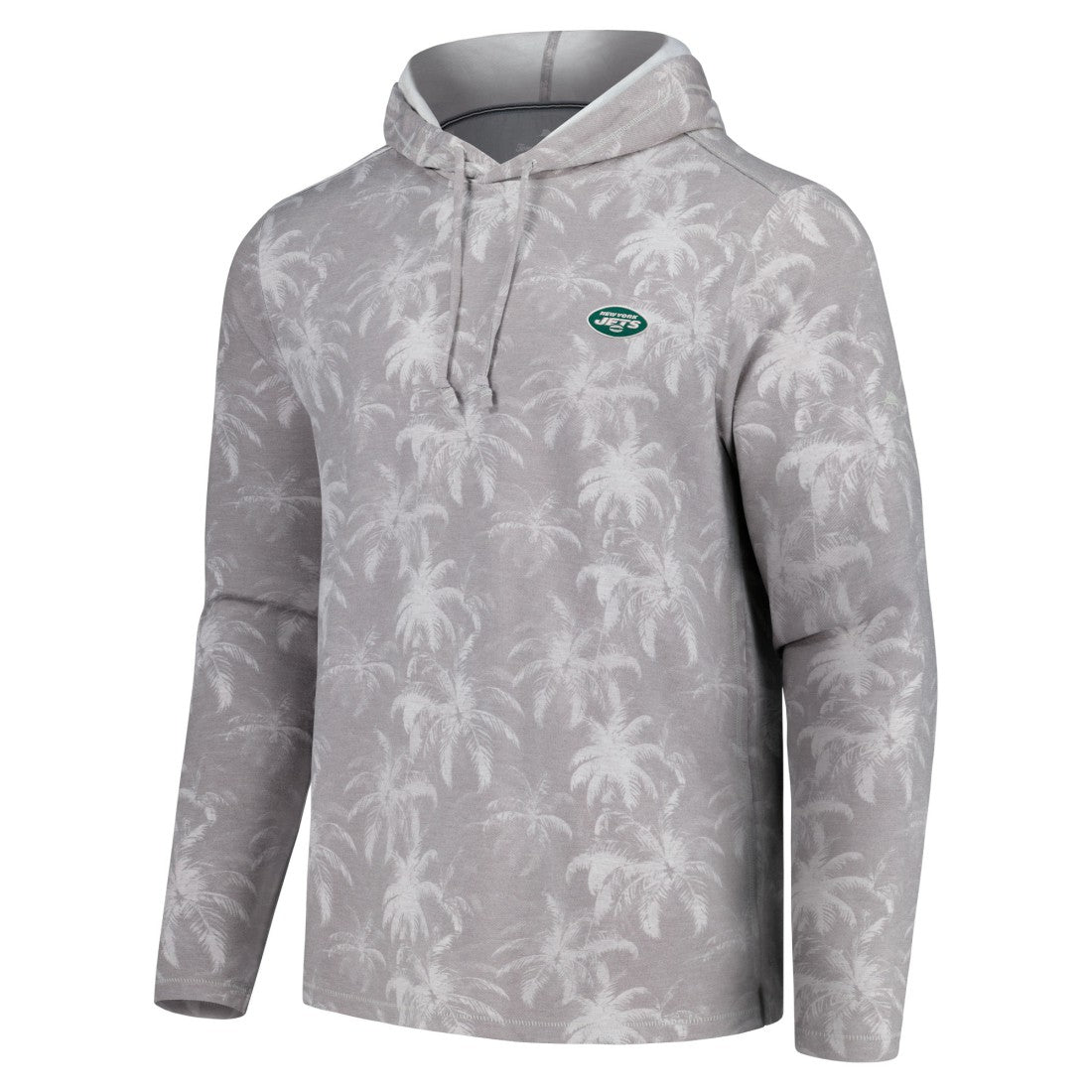 New York Jets Palm Frenzy Hoodie Long Sleeve T-Shirt Gray - Tommy Bahama