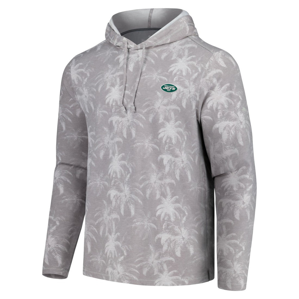 New York Jets Palm Frenzy Hoodie Long Sleeve T-Shirt Gray - Tommy Bahama