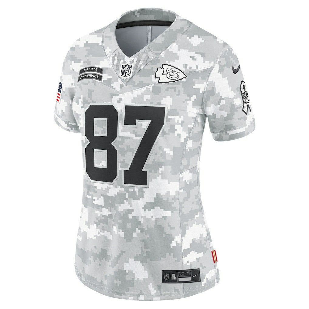 Travis Kelce Kansas City Chiefs Women's 2024 Salute to Service Limited Jersey Arctic Camo - Nike