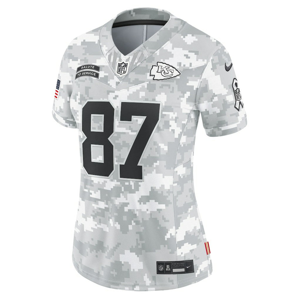 Travis Kelce Kansas City Chiefs Women's 2024 Salute to Service Limited Jersey Arctic Camo - Nike