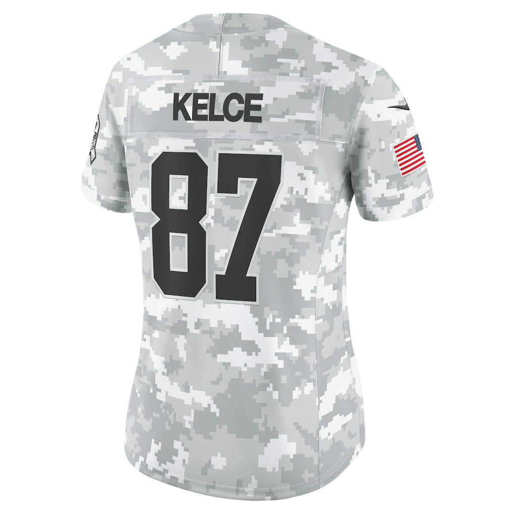 Travis Kelce Kansas City Chiefs Women's 2024 Salute to Service Limited Jersey Arctic Camo - Nike