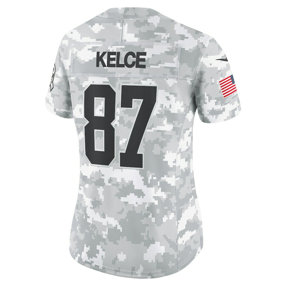 Travis Kelce Kansas City Chiefs Women's 2024 Salute to Service Limited Jersey Arctic Camo - Nike