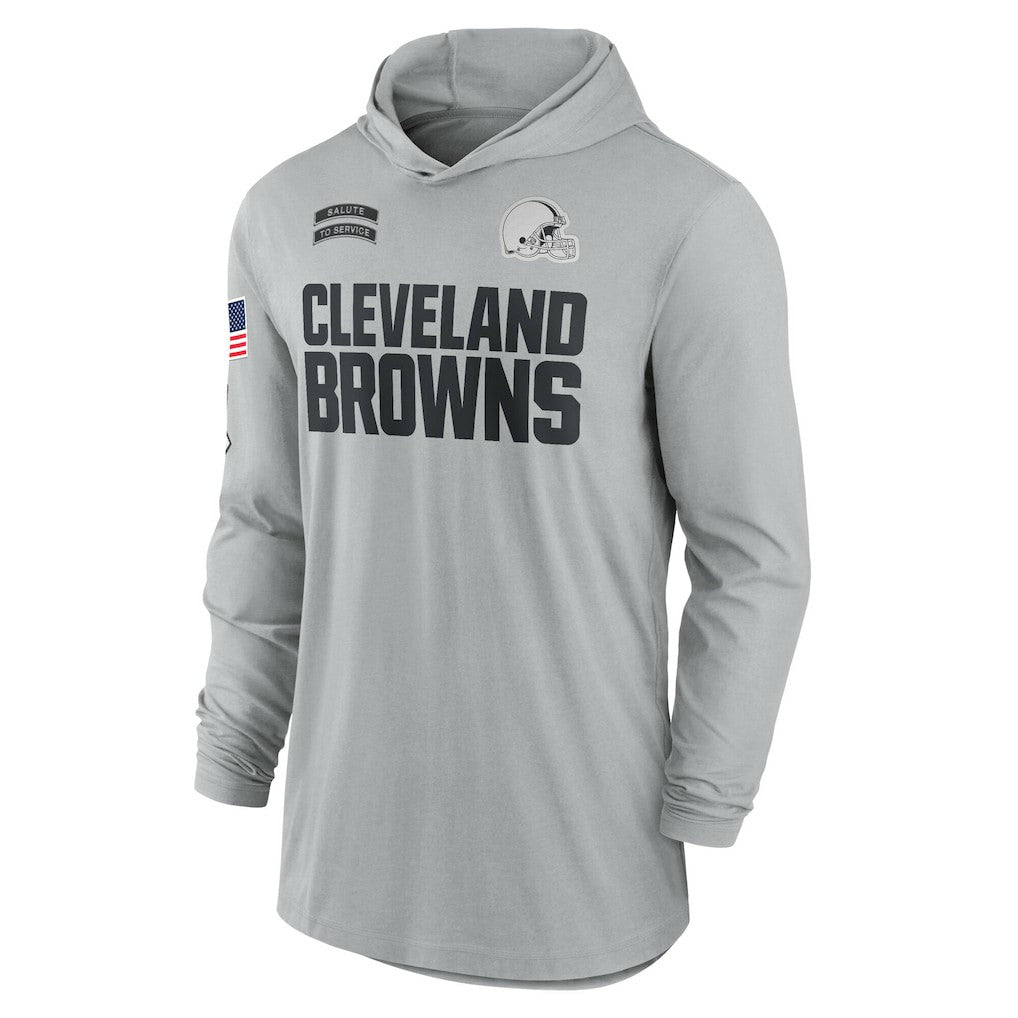 Cleveland Browns 2024 Salute to Service Lightweight Dri-FIT Long Sleeve Hoodie T-Shirt Gray - Nike