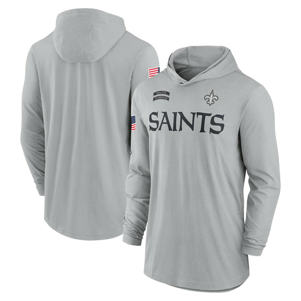 New Orleans Saints 2024 Salute to Service Lightweight Dri-FIT Long Sleeve Hoodie T-Shirt Gray - Nike